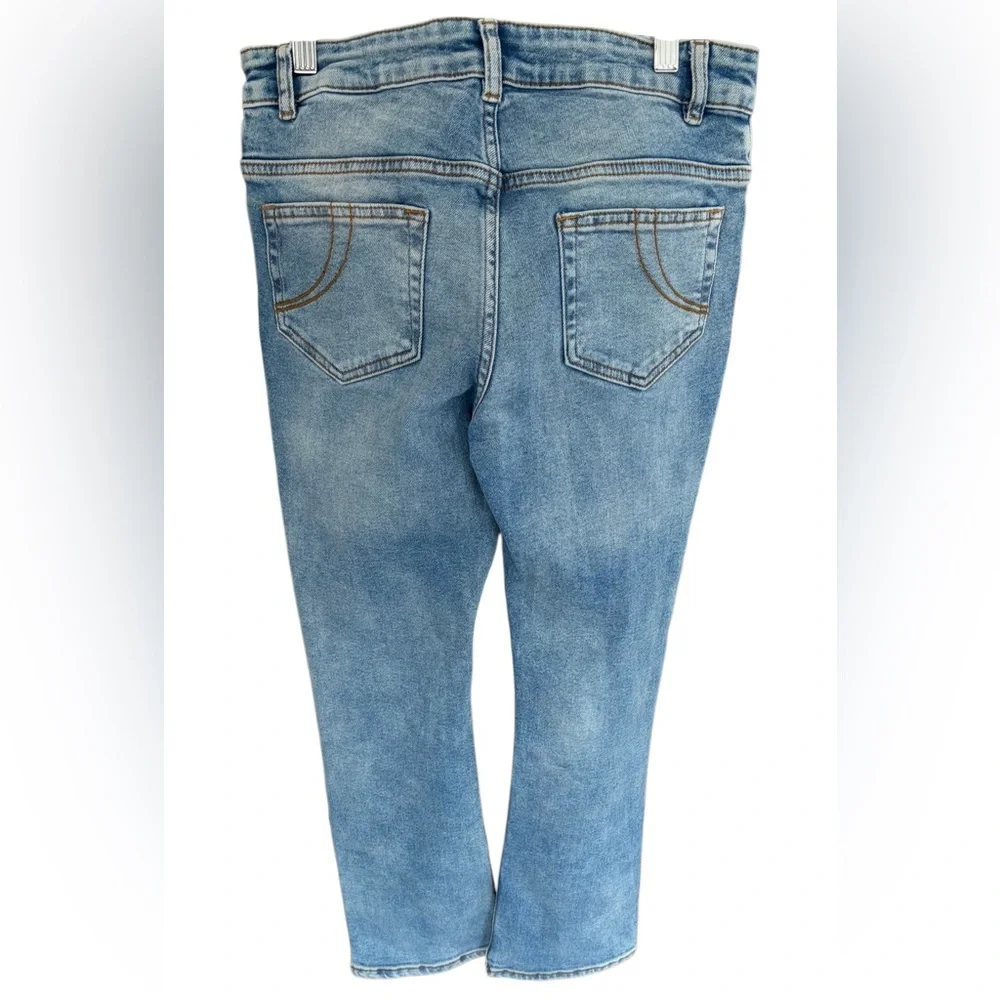 Maje Medium Blue Ankle Button-Hem 5 pocket Crop Jeans size EU 36.